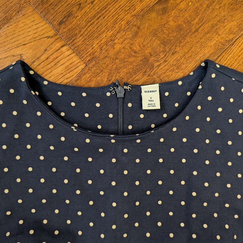 EUC Ladies Old Navy Polka Dot Sheath Midi 3/4 Sleeve Dress Size Small TALL - Picture 9 of 9